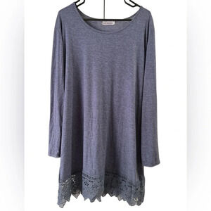 Blue lace and cotton midi dress